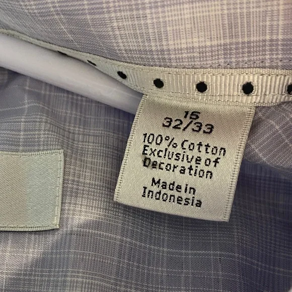 Perry Ellis Blue Plaid Dress Shirt - Picture 3 of 5